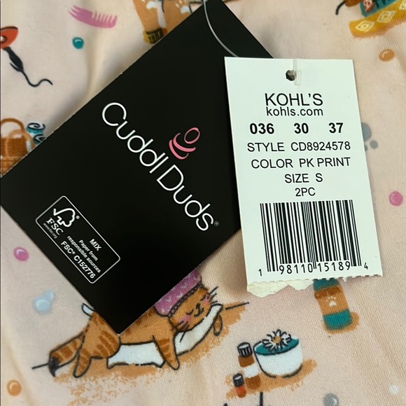 Cuddl Duds Teens Pajama Set - Cream with Gray Trim - Picture 2 of 2